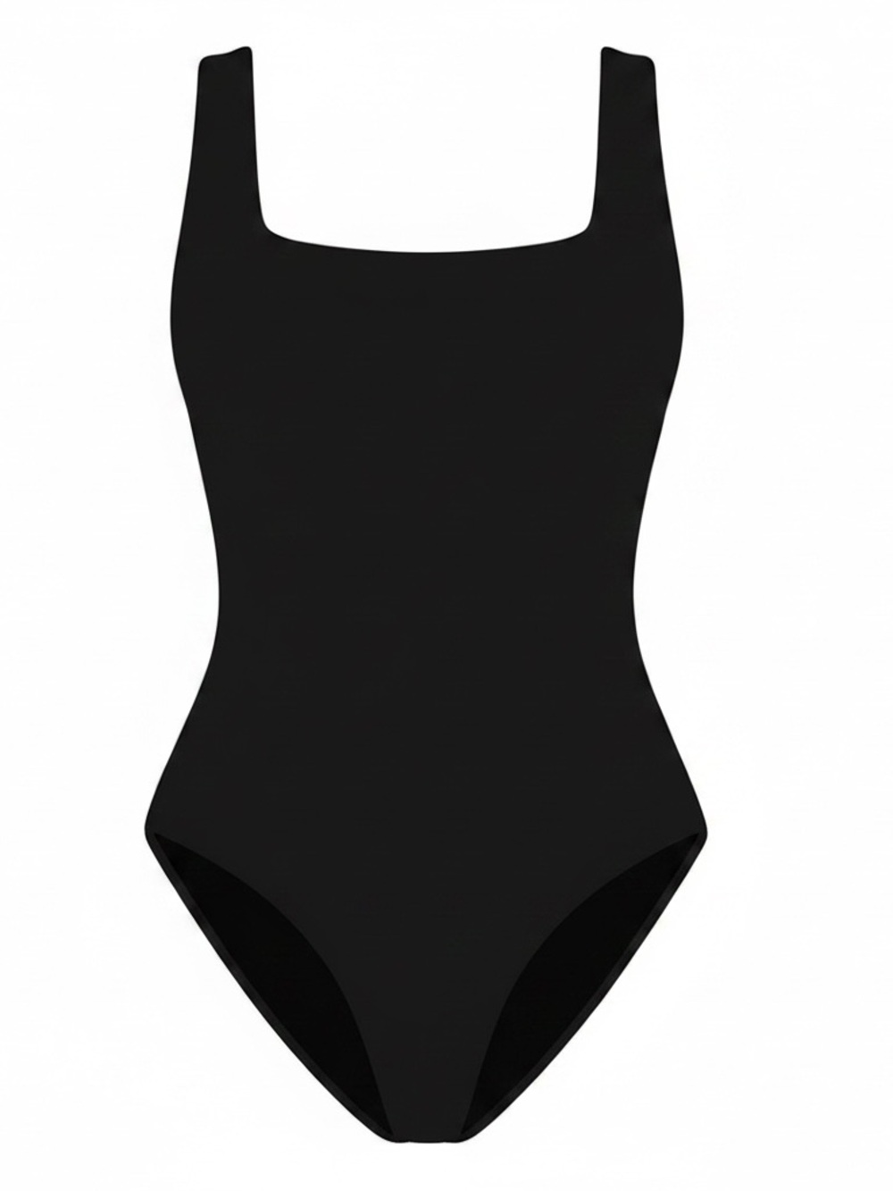 TA3 Sleek Black Square-Neck Women's One-Piece Swimsuit (high cut)